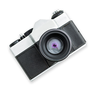 Black and white retro click camera