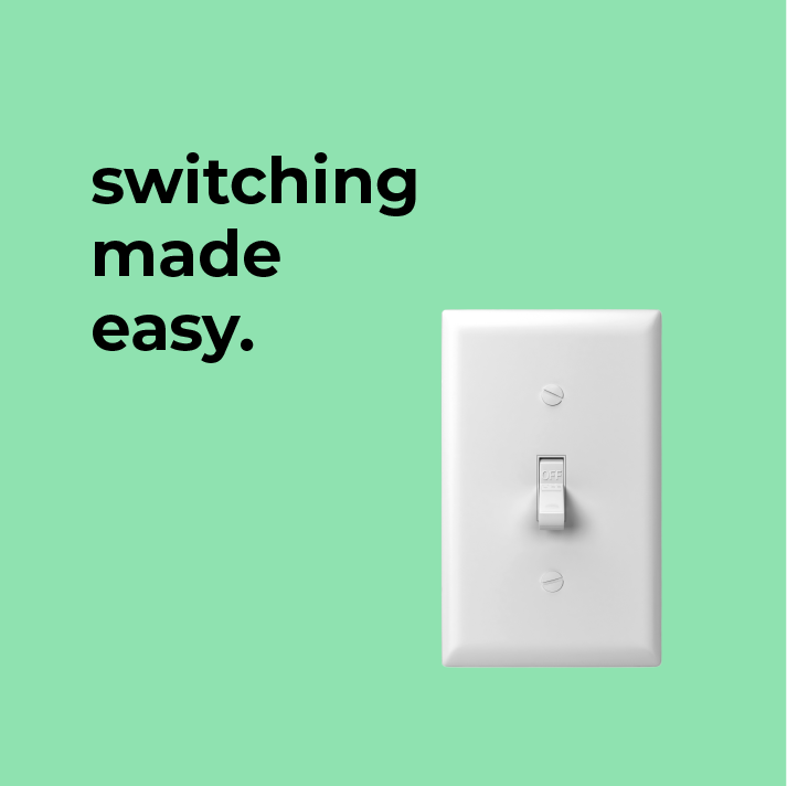 Switch to frank messaging with light switch on green background